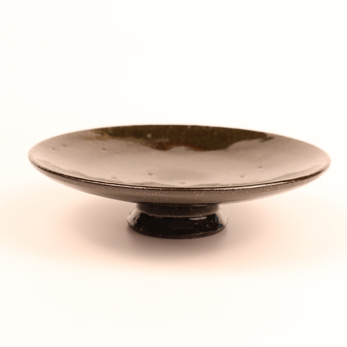 【 丹波立杭焼：省三窯さん】足付皿Φ約16cm【濃茶】 商品画像