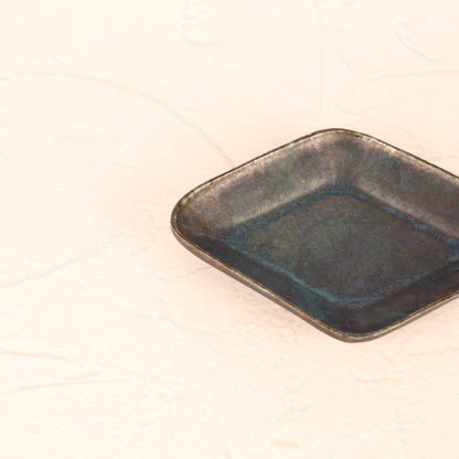 【常滑焼：わたなべ陶器】菱形小皿青 商品画像 3