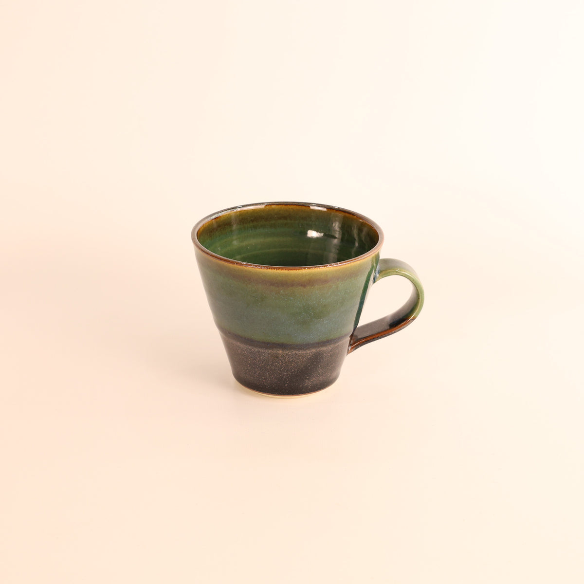 【益子焼：浅野秋児と敦子さん】バイカラーコーヒーカップ緑黒 商品画像 2