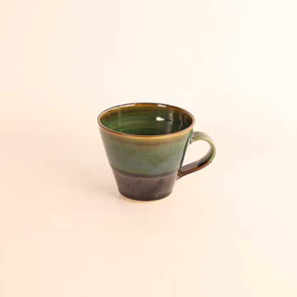 【益子焼：浅野秋児と敦子さん】バイカラーコーヒーカップ緑黒 商品画像 2