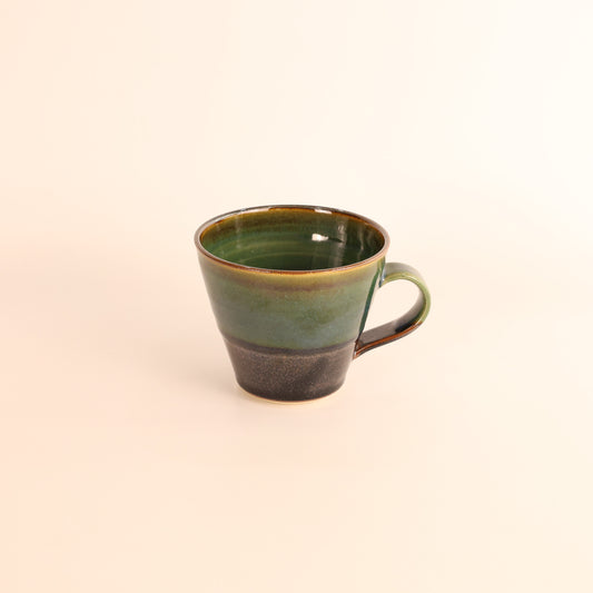 【益子焼：浅野秋児と敦子さん】バイカラーコーヒーカップ緑黒 商品画像 2