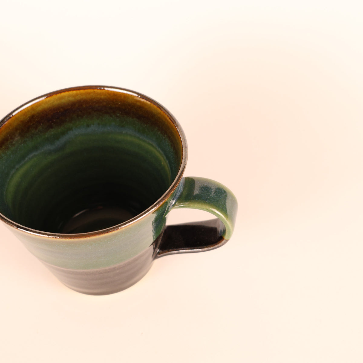 【益子焼：浅野秋児と敦子さん】バイカラーコーヒーカップ緑黒 商品画像 3