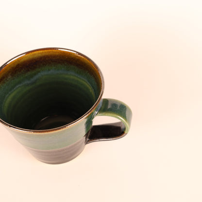 【益子焼：浅野秋児と敦子さん】バイカラーコーヒーカップ緑黒 商品画像 3
