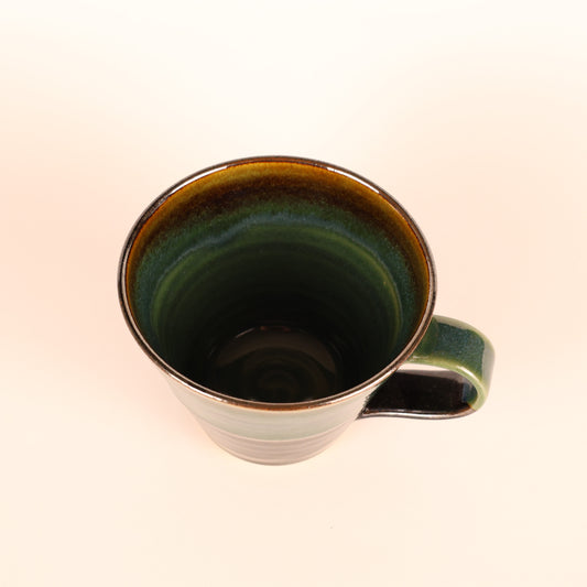 【益子焼：浅野秋児と敦子さん】バイカラーコーヒーカップ緑黒 商品画像 2